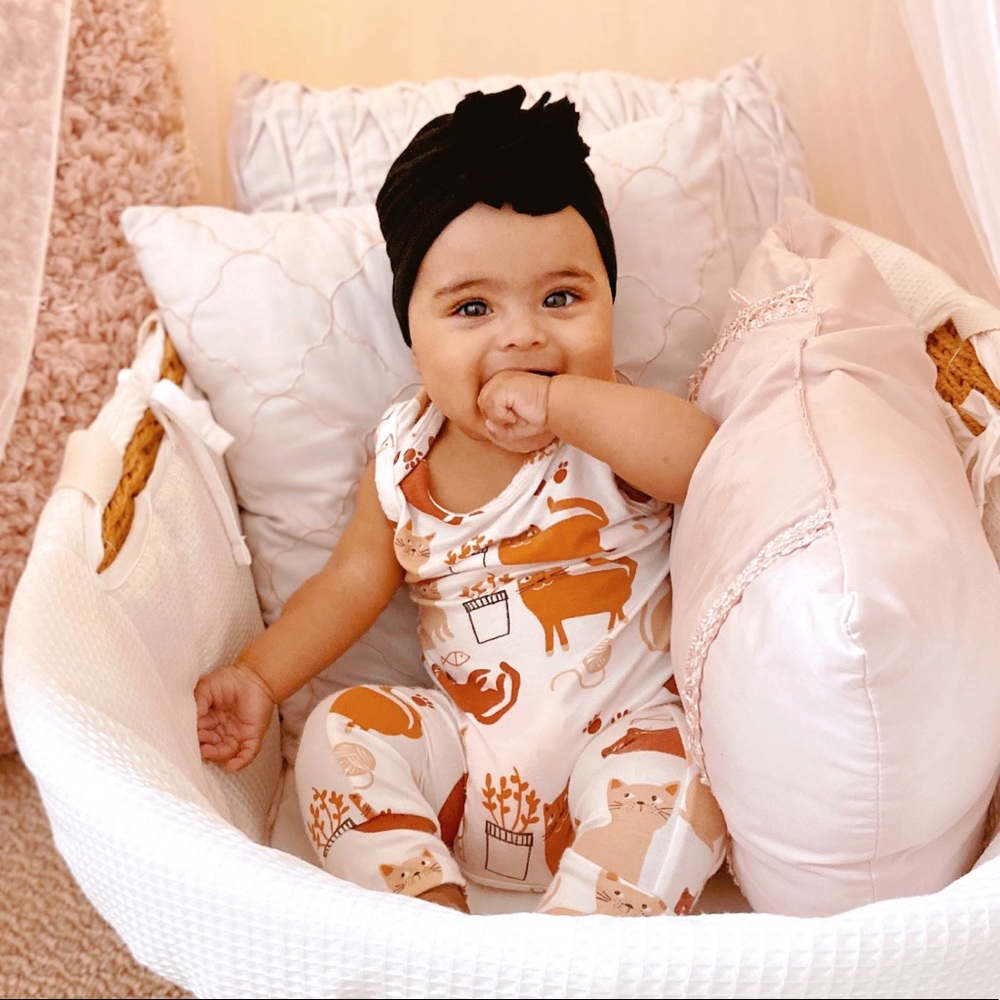 Cat print romper